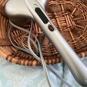 Homedics Handheld Dual-Node Massager in Silver with Dark Red Nodes